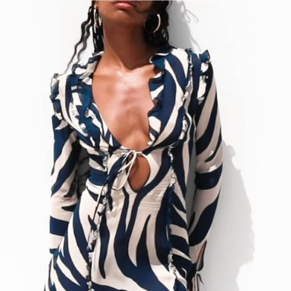 RAT & BOA Annika Dress / blue zebra coverup